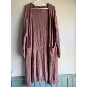 Love Tree Mauve purple Pink women's Size medium  Cardigan Long Pockets